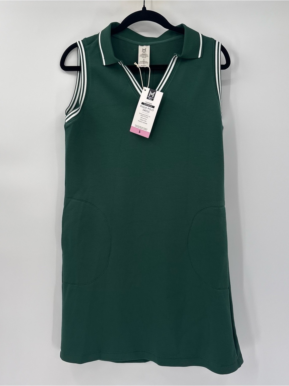 Sleeveless Polo Midi Dress in Forest Green with Contrast Trim